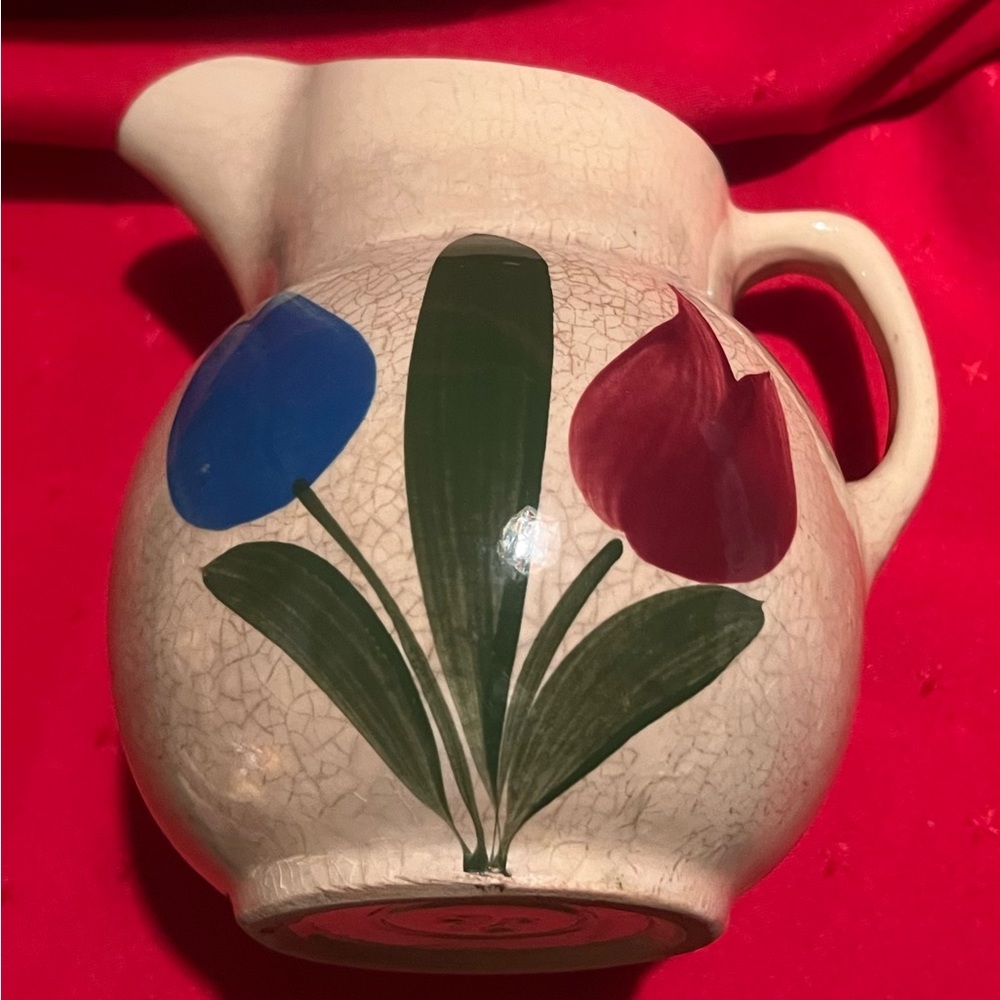 A vintage Watt Pottery Tulip Pitcher